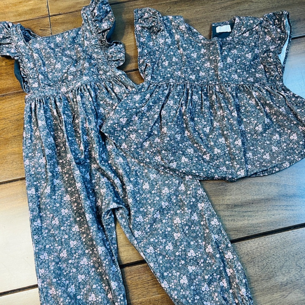 Jamie Kay Pincord Willow Top Playsuit Bundle Set 3Y Peony Floral Organic Cotton